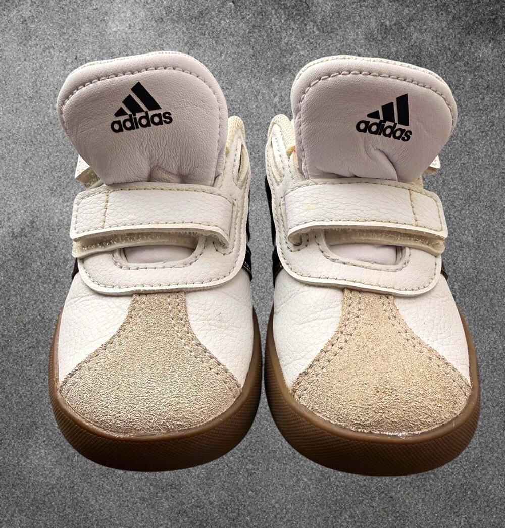 adidas VL Court 3.0 Unisex Kids Sneaker White/Black Hook & Loop US 7K